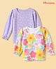 Honeyhap Premium 100% Cotton Knit Full Sleeves Top With Floral Print With Bio Finish Pack of 2 in Lavender & Bright White