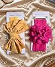 Radhya accessories Set of 2 Bow  & Floral Applique Headbands - Dark Pink & Mustard