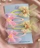 Radhya accessories Set of 2 Bow Applique Detailed Tic Tac Hair Clips - Pink & Yellow