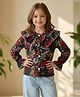 Cutiekins Woven Full Sleeves Floral Printed Frill Detailed Top - Black & Multi Colour