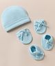 Simply Waffle Knit Solid Cap, Mitten & Booties Aqua Blue - Diameter 15 cm