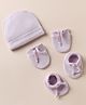 Simply Waffle Knit Solid Cap, Mitten & Booties Lilac - Diameter 15 cm