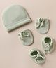 Simply Waffle Knit Solid Cap, Mitten & Booties Mint - Diameter 15 cm