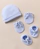 Simply Waffle Knit Solid Cap, Mitten & Booties Sky Blue - Diameter 15 cm