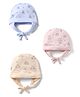 Simply Interlock Knit Caps with Vehicle Teddy Bunny Boat Print Pack of 3 Baby Pink Cream Light Blue - Diameter 15 cm