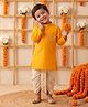 AJ Dezines Cotton Woven Full Sleeves Swastik Embroidered Kurta & Dhoti Set - Mustard