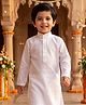 AJ Dezines Pure Cotton Woven Independence Day Theme Full Sleeves Solid Kurta - White