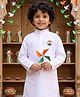 AJ Dezines Pure Cotton Woven Independence Day Theme Full Sleeves Solid Kurta With Indian Flag Brooch - White