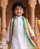 AJ Dezines Pure Cotton Woven Independence Day Theme Full Sleeves Solid Kurta With Indian Tricolour Designed Dupatta - White