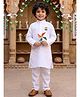 AJ Dezines Cotton Woven Independence Day Theme Full Sleeves Solid Kurta & Pyjama Set With Brooch - White