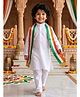 AJ Dezines Cotton Woven Independence Day Theme Full Sleeves Solid Kurta & Pyjama Set With Dupatta - White