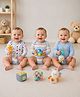 BUMZEE Cotton Knit Full Sleeves Striped & Star Print Onesies Pack of 3 -Sky Blue & White