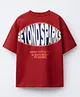ALAN JONES Cotton Blend Knit Half Sleeves Typography Printed  Tee - Red