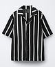ALAN JONES Cotton Blend Knit Half Sleeves Striped Shirt - Black