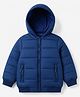 Babyhug Woven Padded Quilted Hooded Winter Jacket with Full Sleeves - Blue