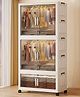 StarAndDaisy Kids Foldable Wardrobe Multipurpose Plastic Storage Cabinet Dustproof Organizer For Clothes Toys & Book Transparent Doors - White