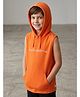 chuckleberrie Cotton Knit Sleeveless Brand Name Printed Hooded Tee - Orange