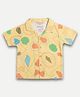 chuckleberrie Cotton Knit Half Sleeves Seashells Printed Shirt - Mustard