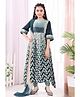MASTARANG Woven Three Fourth Sleeves Abstract Printed Thread Work Embroidered Sequins Embellished Kurti & Churidar Set With Dupatta - Grey