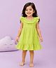 Kidbea Cotton Woven Frill Sleeves Solid Dress - Green