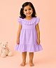 Kidbea Cotton Woven Frill Sleeves Solid Dress - Lavender