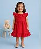 Kidbea Cotton Woven Frill Sleeves Solid Dress - Maroon