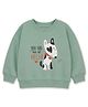 Kidbea Cotton Knit Full Sleeves Puppy Printed Sweatshirt - Olive Green