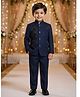Rikidoos Cotton Woven Full Sleeves Floral Embellished Jodhapuri Coat & Pant Set - Navy Blue
