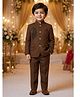 Rikidoos Cotton Woven Full Sleeves Stone Embellished Jodhapuri Coat With Pant - Brown