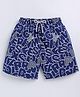Kidcity Sinker Knit Alphabets Printed Shorts - Navy Blue