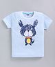 Kidcity Cotton Knit Half Sleeves Animal Printed Striped Tee - Aqua Blue