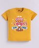 Kidcity Cotton Knit Half Sleeves I Get My Good Looks From My Daddy Text Printed Tee - Golden