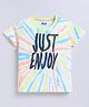 Kidcity Cotton Knit Half Sleeves Just Enjoy Text Printed Tee - White