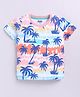 Kidcity Cotton Knit Half Sleeves Tropical Theme Printed Tee - White
