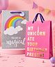 Birthday Popper 10 Pcs Jumbo Magical Unicorn Gift Bags for Girls | Large Paper Gift Bags with Ribbon Handles| 44x32x13cm | Fun Unicorn Message & Rainbow Designs | Birthday Return Gift Bags
