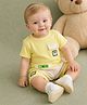 Spool Junior Cotton Knit Half Sleeve Abstract Patch Detailed Tee & Shorts Set - Yellow
