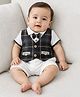 Spool Junior Cotton Knit Half Sleeves Tee With Checked Waistcoat & Shorts Set - Black