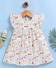 LACKii DOLL Cotton Knit Frill Sleeves Bunny & Clouds Printed Dress - Cream