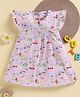 LACKii DOLL Cotton Knit Frill Sleeves Bunny & Clouds Printed Dress - Pink