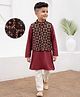 EARTHY TOUCH Viscose Woven Kurta Pyjama & Jacket Set With Sequin Detailing - Maroon