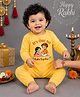 BLUSHES 100% Cotton Knit Raksha Bandhan Theme Full Sleeves Its Our 1st Rakhi Together Text Printed Romper - Yellow