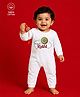 BLUSHES 100% Cotton Knit Raksha Bandhan Theme Full Sleeves Its My First Rakhi Text Printed Romper - White