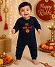 BLUSHES 100% Cotton Knit Raksha Bandhan Theme Full Sleeves Meri Pehli Rakhi Text Printed Romper - Navy Blue