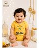 BLUSHES 100% Cotton Knit Raksha Bandhan Theme Half Sleeves My First Rakhi Text Printed Onesie - Yellow