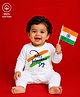 BLUSHES 100% Cotton Knit Independence Day Theme Full Sleeves Happy Independence Day Text Printed Romper - White