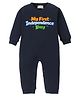 BLUSHES 100% Cotton Knit Independence Day Theme Full Sleeves My First Independence Day Text Printed Romper - Navy Blue