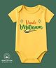 BLUSHES 100% Cotton Knit Independence Day Theme Half Sleeves Jai Hind Text Printed Onesie - Yellow
