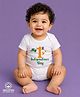 BLUSHES 100% Cotton Knit Independence Day Theme Half Sleeves My 1st Independence Day Text Printed Onesie - White