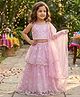 The Magic Wand Woven Sleeveless Floral Designed Sequins Embellished Lehenga & Choli With Dupatta Set - Pink