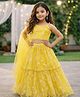 The Magic Wand Woven Sleeveless Floral Designed Sequins Embellished Lehenga & Choli With Dupatta Set - Yellow